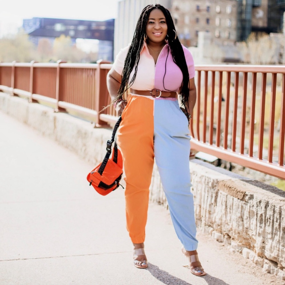 Beautiful color block jumpsuit. 1X  2X 3X